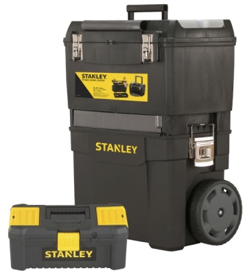 Stanley mobile work center with stanley latch toolbox